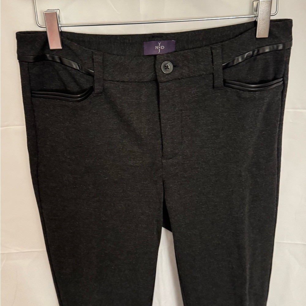 NYDJ Charcoal Heather Gray Pants, stretchy and straight leg, size 2